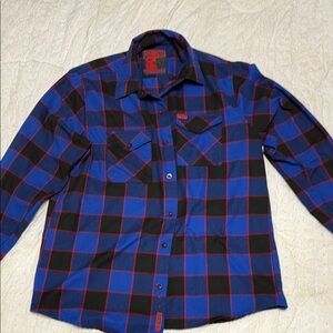 Blue and Black Casual Button Down Shirt